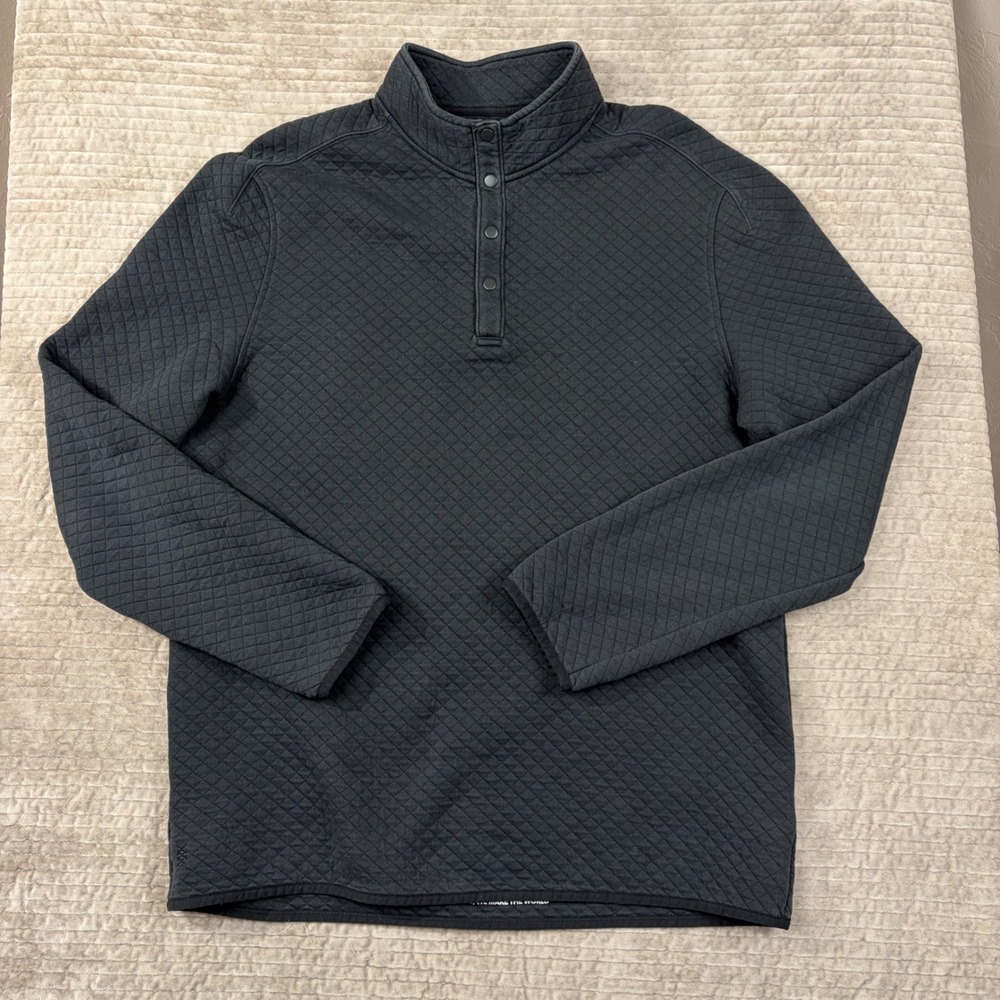 Rhone Mens Quilted Snap Neck Pullover Sweatshirt Charcoal Grey XL RN141364
